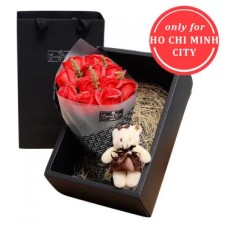 Box of Wax Rose and Teddy